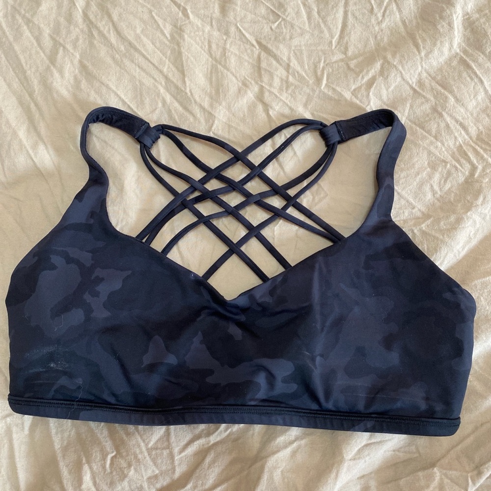 lululemon black camo free to be wild bra